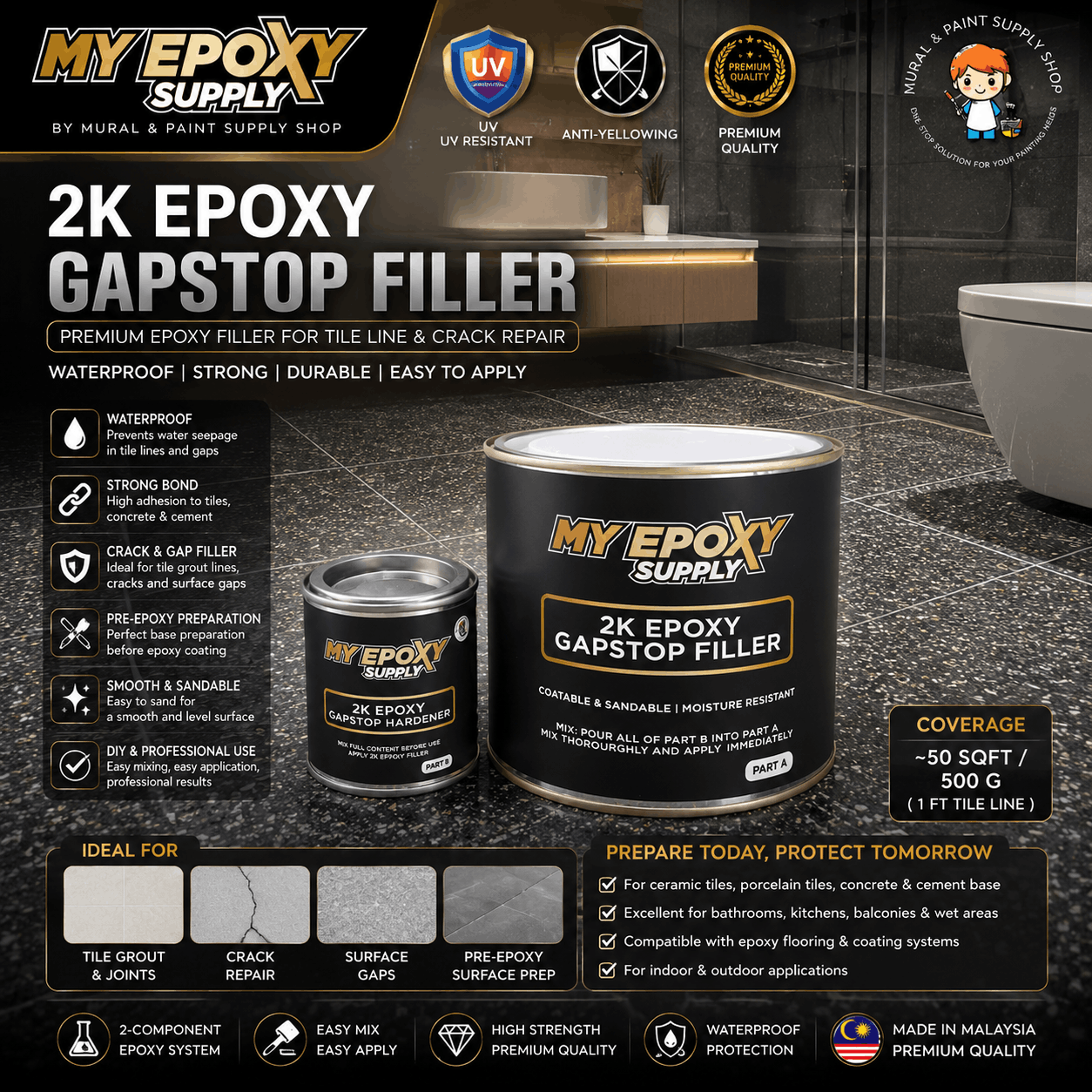 2K Epoxy Gapstop Filler 500G | Epoxy Tile Line Filler