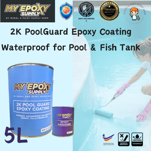 2K Pool Guard Epoxy Coating - Waterproof & Durable Epoxy Paint for Swimming Pools, Fish Ponds & Tanks