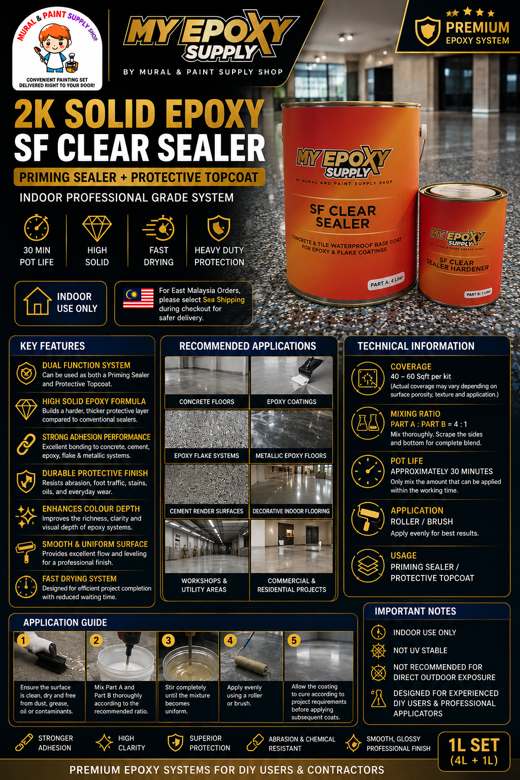 2K SF Clear Sealer | Solvent-Free Epoxy Clear Sealer 5L