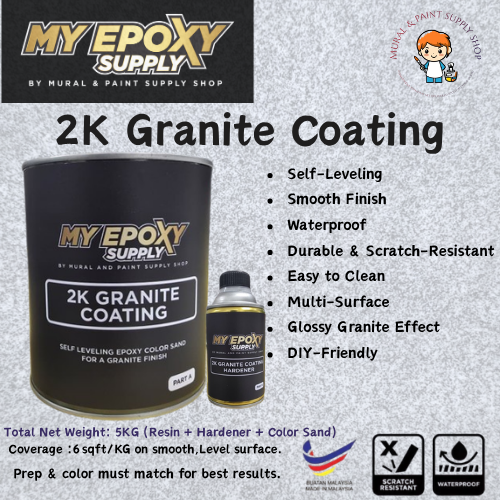 2K Granite Epoxy Coating – Self-Leveling, Ultra Gloss Finish | DIY Floor Epoxy