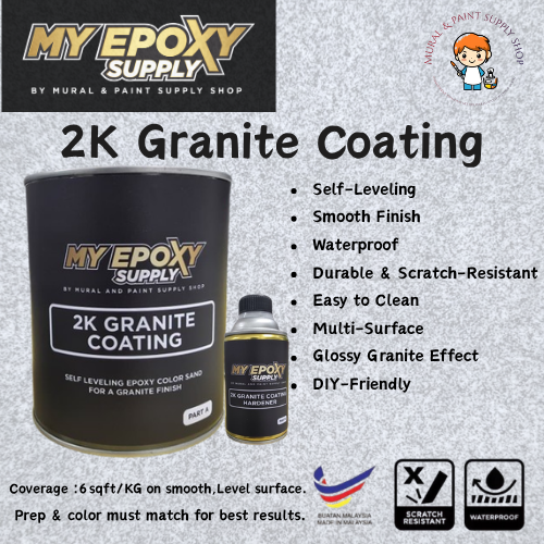 2K Granite Epoxy Coating – Self-Leveling, Ultra Gloss Finish | DIY Floor Epoxy