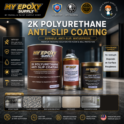 2K Polyurethane Clear Anti-Slip Coating – For Epoxy, Mosaic & Cement Floors