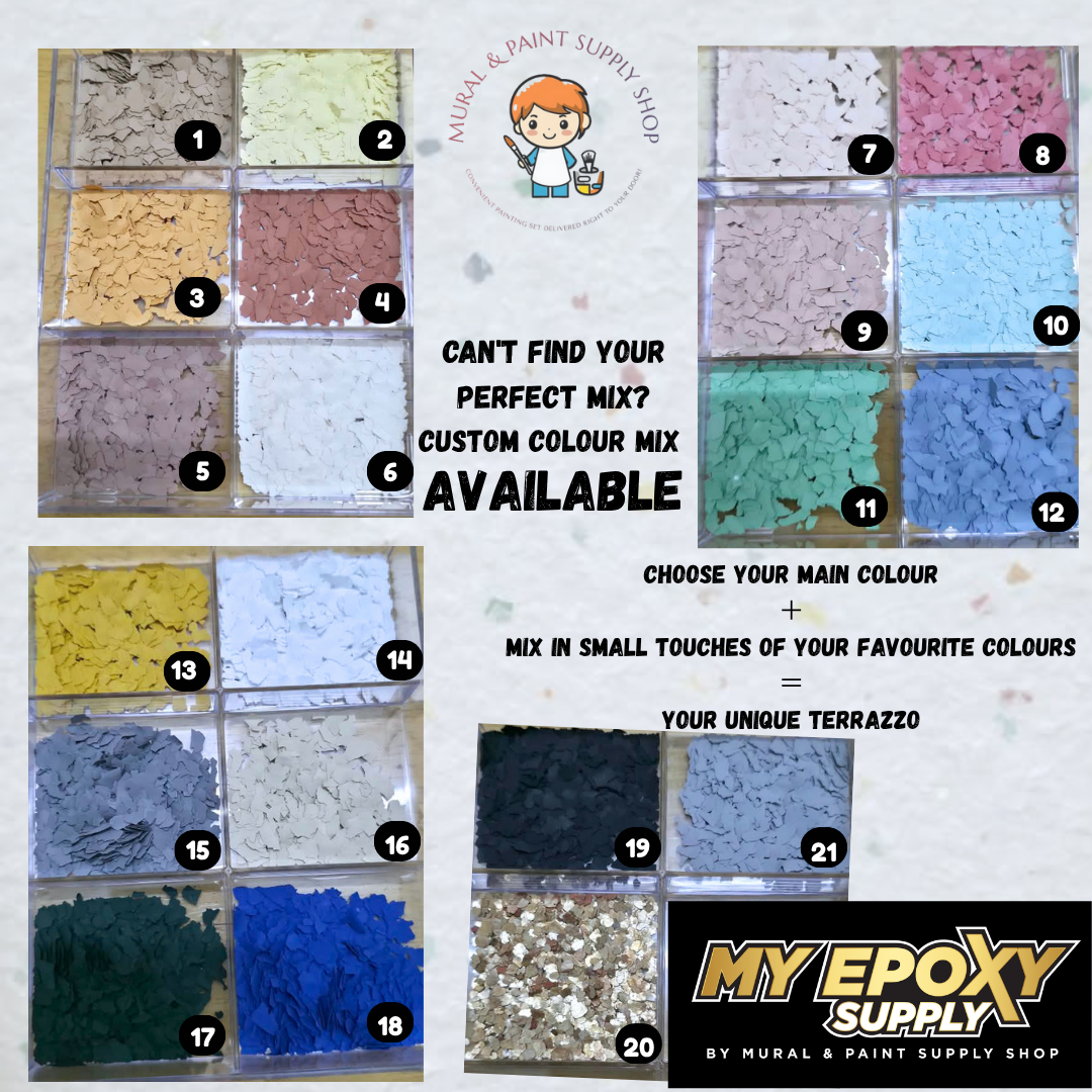 2K Morandi Terrazzo Epoxy Flake DIY Set | Seamless Stone Effect Flooring 莫兰迪水磨石DIY套装｜定制配色｜无缝仿石地面效果