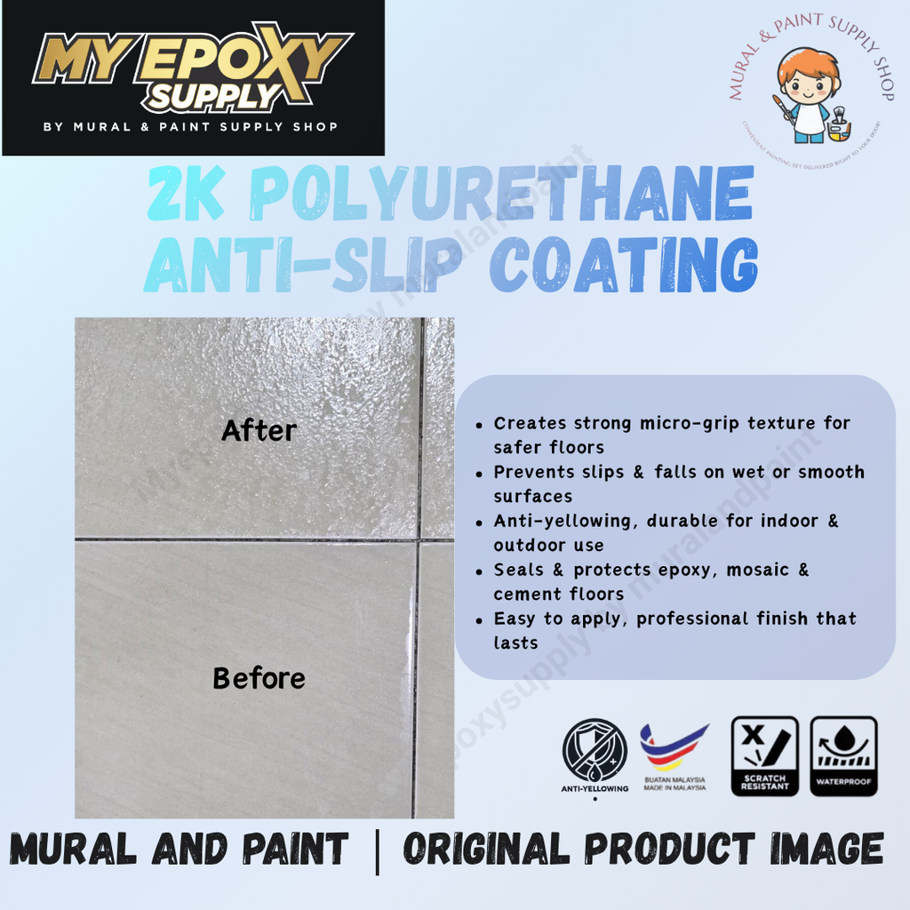 2K Polyurethane Clear Anti-Slip Coating – For Epoxy, Mosaic & Cement Floors