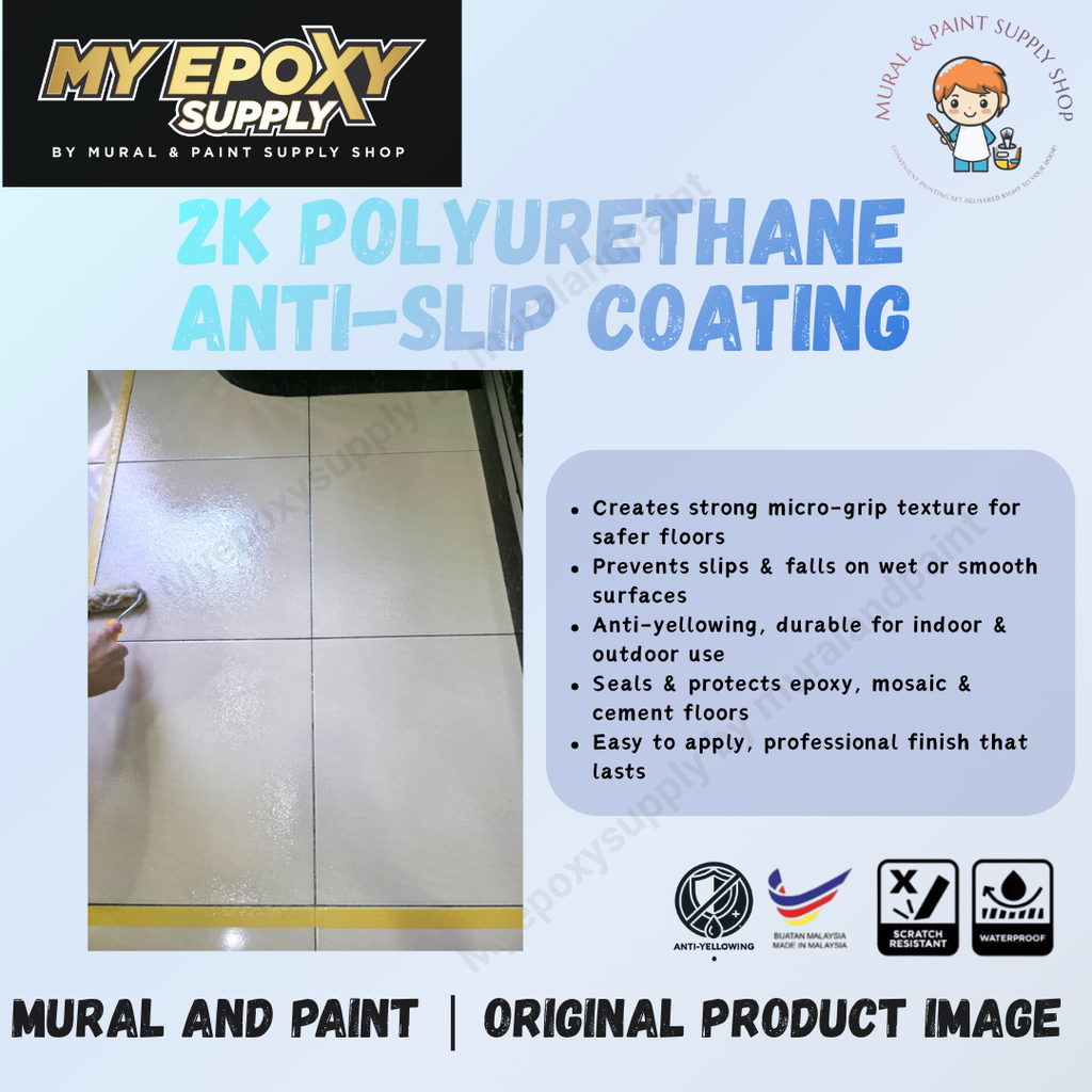 2K Polyurethane Clear Anti-Slip Coating – For Epoxy, Mosaic & Cement Floors