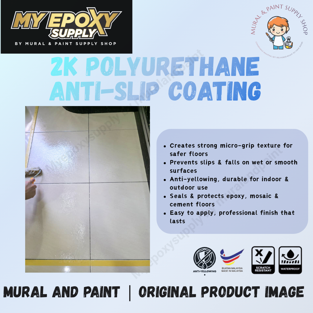 2K Polyurethane Clear Anti-Slip Coating – For Epoxy, Mosaic & Cement Floors
