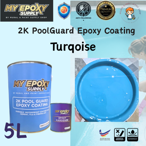 2K Pool Guard Epoxy Coating - Waterproof & Durable Epoxy Paint for Swimming Pools, Fish Ponds & Tanks